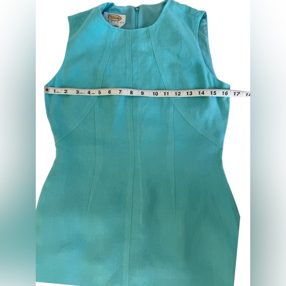 Talbots Petites Irish Linen Aqua Blue Sheath Dress 2P Sleeveless Lined - Picture 7 of 9